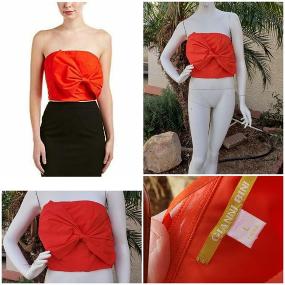 Gianni Bini Womens Julia Strapless Bow Blouse - Picture 1 of 5